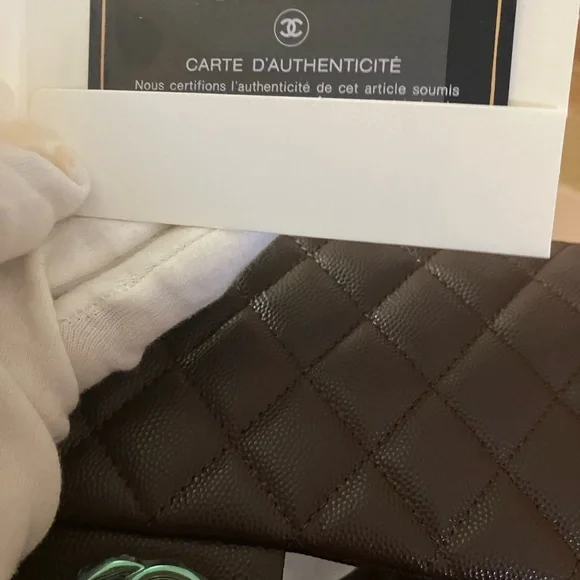 CHANEL Quilted Caviar Double Flap Leather Shoulder Bag - Chocolate Brown - Picture 2 of 5